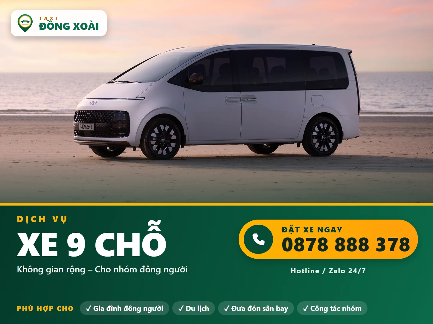 Thuê xe 9 chỗ tại Đồng Xoài